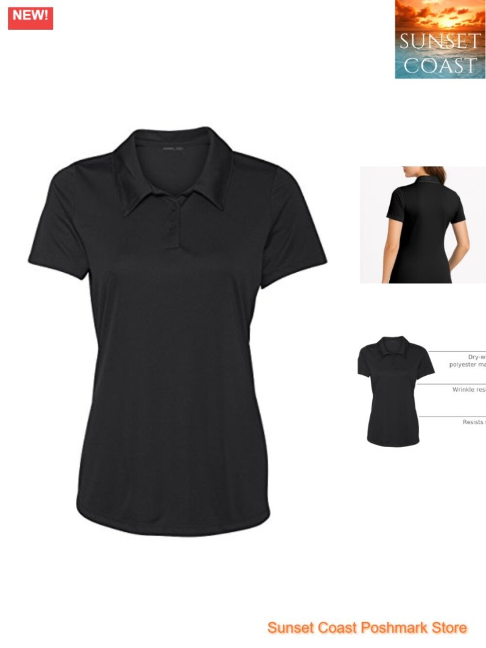 Dry-Fit Golf Polo 3-Button Performance Shirt Moisture Wicking